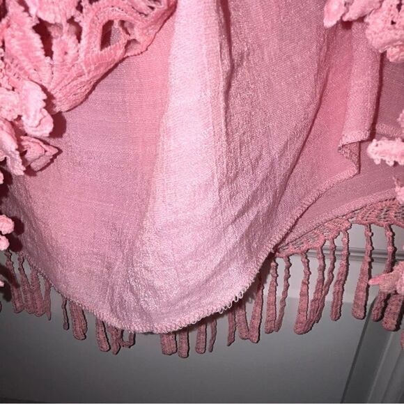 Unique Spectrum Boho Lightweight 3/4 Sleeve Fringe Tie Keyhole Front Blouse Top - Picture 6 of 8